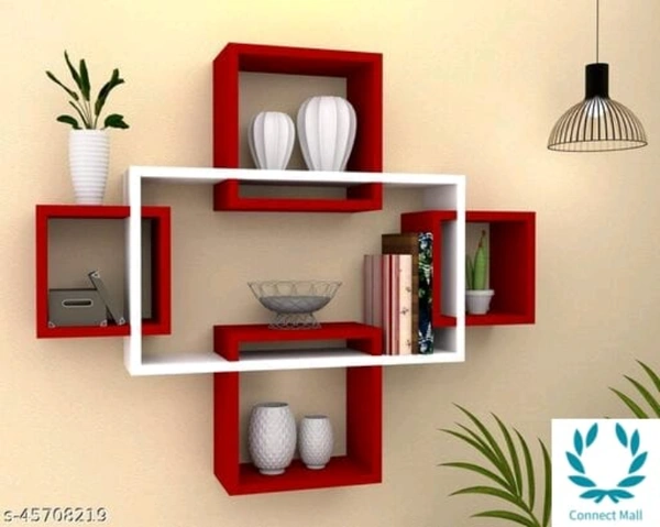 New Wall Shelves - (LXBXH):56X56X67  cm, Red White, Wooden